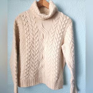 Artisan knitwear cableknit sweater turtleneck coastal pure wool